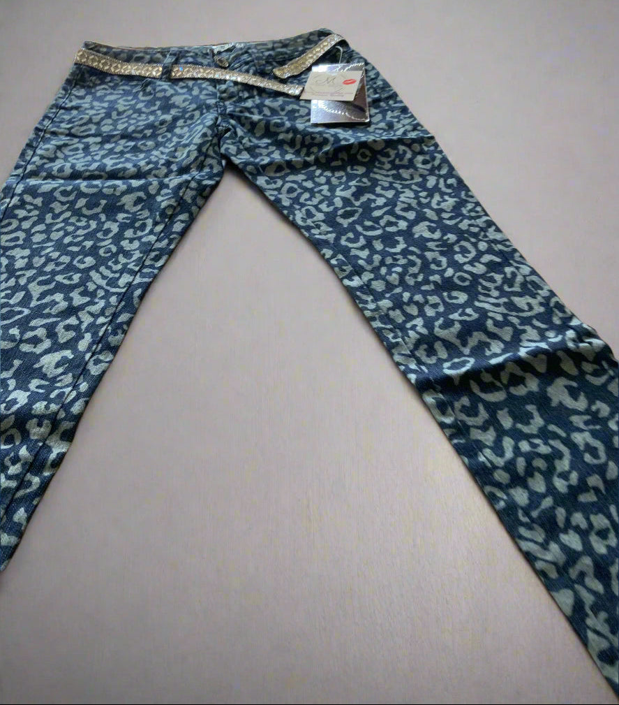 Printed low rise denim