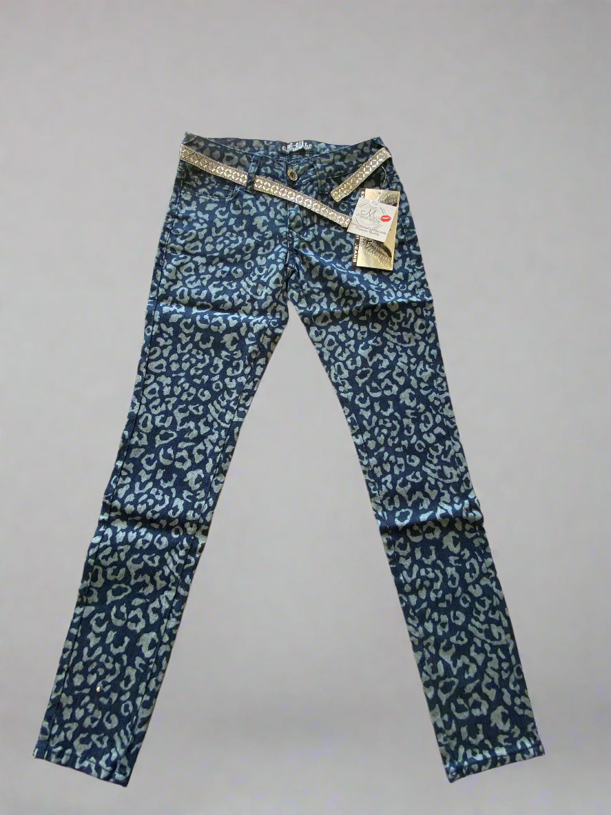 Printed low rise denim