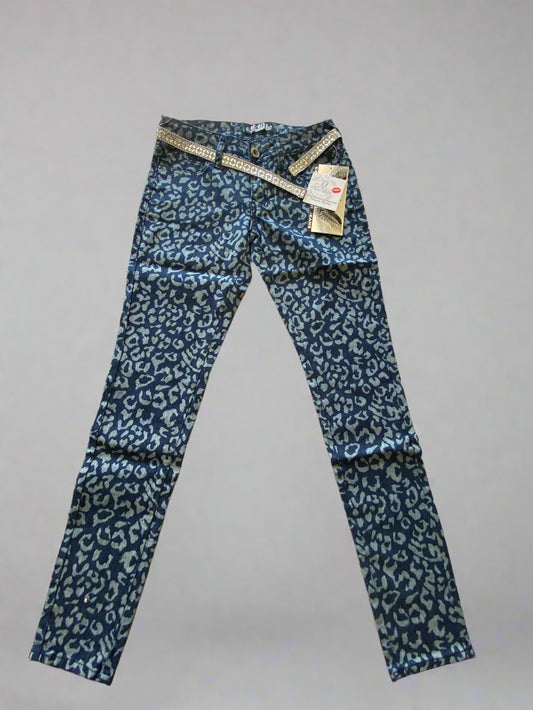 Printed low rise denim